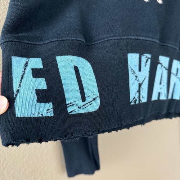 Y2K Ed Hardy Crewneck Sweatshirt skull boxy fit distressed F - Picture 5 of 9